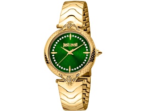 Just Cavalli Women's Animalier Green Dial, Yellow Stainless Steel Watch