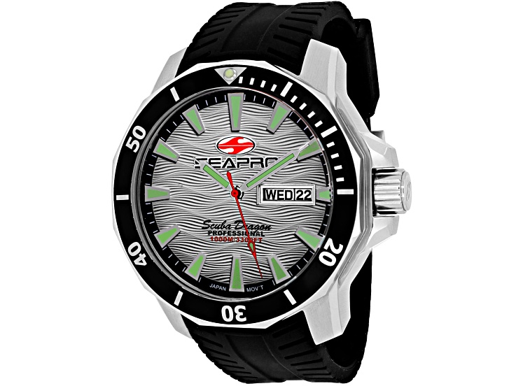 Seapro Men's Scuba Dragon Diver Limited Edition White Dial, Black