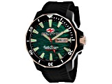 Seapro Men's Scuba Dragon Diver Limited Edition Green Dial, Rose Accent Bezel, Black Silicone Watch