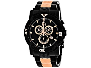 Jivago Men's Titan Black Dial Black and Rose Two-tone Stainless Steel Strap Watch