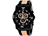 Jivago Men's Titan Black Dial Black and Rose Two-tone Stainless Steel Strap Watch