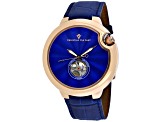 Christian Van Sant Men's Cyclone Automatic Blue Dial, Blue Leather Strap Watch