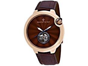 Christian Van Sant Men's Cyclone Automatic Brown Dial, Brown Leather Strap Watch