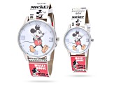 Disney His and Hers Set of 2 Mickey Comic Strip Leather Band Watches