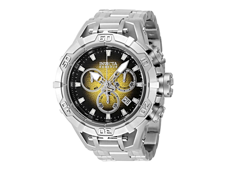 Invicta Reserve 54.00mm Yellow, Black Dial Stainless Steel Band Quartz Watch