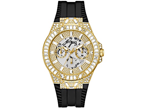 Guess Multi-function 44mm Black Silicone Strap Champagne  display picture 1
