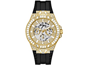 Guess Multi-function 44mm Black Silicone Strap Champagne Dial Quartz Watch