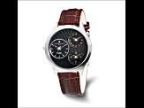 Charles Hubert Men's 44mm Triple Time Stainless Steel Leather Band Watch