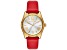 Michael Kors Women's Lexington White Dial, Red Leather Strap Watch