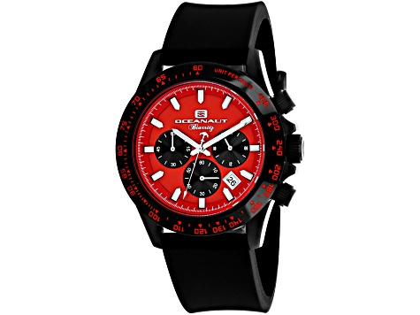 Oceanaut Men's Biarritz Red Dial, Black Rubber Strap Watch