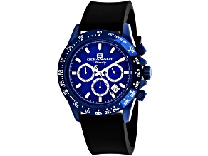 Oceanaut Men's Biarritz Blue Dial and Bezel, Black Rubber Strap Watch