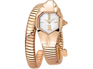Picture of Just Cavalli Women's Septagon White Glitter Dial Rose Stainless Steel Snake Watch