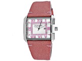 Locman Women's Classic White Dial with Pink Accents Pink Leather Strap Watch