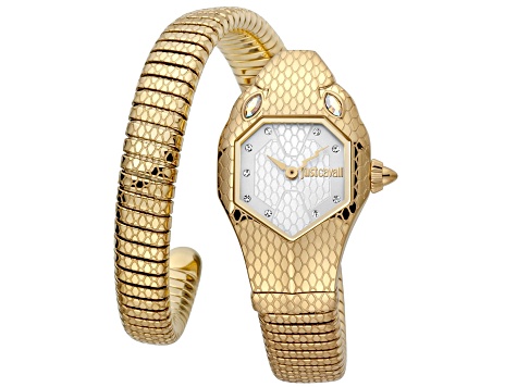 Just Cavalli Women's Snake White Dial, Yellow Stainless Steel Watch