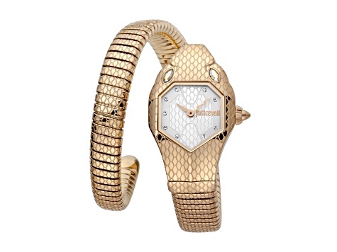 Just Cavalli Women's Snake White Dial, Rose Stainless Steel Watch