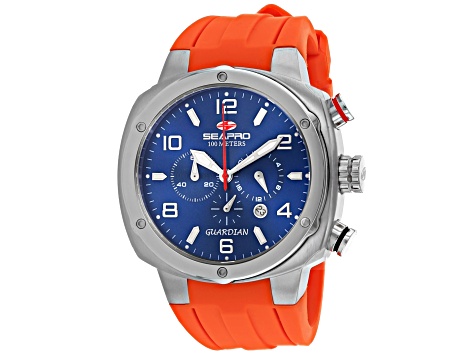 Seapro Men's Guardian Blue Dial, Orange Silicone Watch