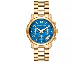 Michael Kors Women's Runway Blue Dial, Yellow Stainless Steel Bracelet Watch