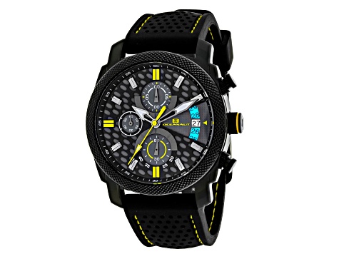 Oceanaut Men's Kryptonite Black/Gray Dial with Yellow Accents, Black Rubber Strap Watch
