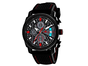Oceanaut Men's Kryptonite Black/Gray Dial with Red Accents, Black Rubber Strap Watch