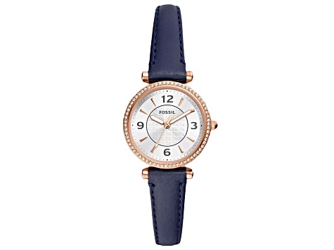 Fossil Women's Carlie Blue Leather Strap Watch