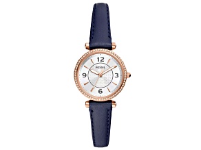 Fossil Women's Carlie Blue Leather Strap Watch