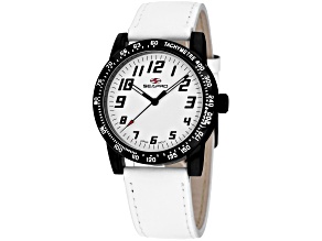 Seapro  Women's Bold White Dial, White Leather Strap Watch