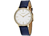 Coach Women's Audrey White Dial, Navy Leather Strap Watch