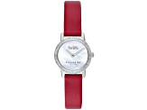 Coach Women's Audrey Green Dial, Red Leather Strap Watch