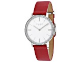 Coach Women's Audrey White Dial, Red Leather Strap Watch