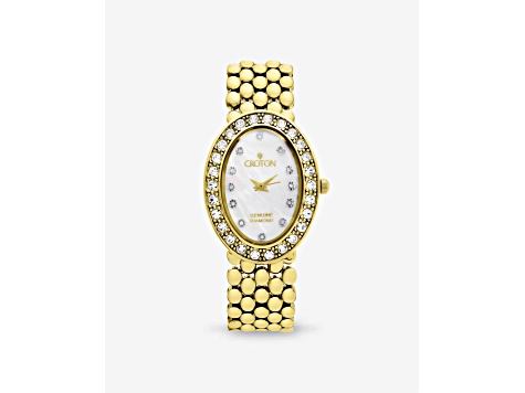 Croton The Valissa Gold Tone Oval Mother Of Pearl Dial Watch with - Main Image