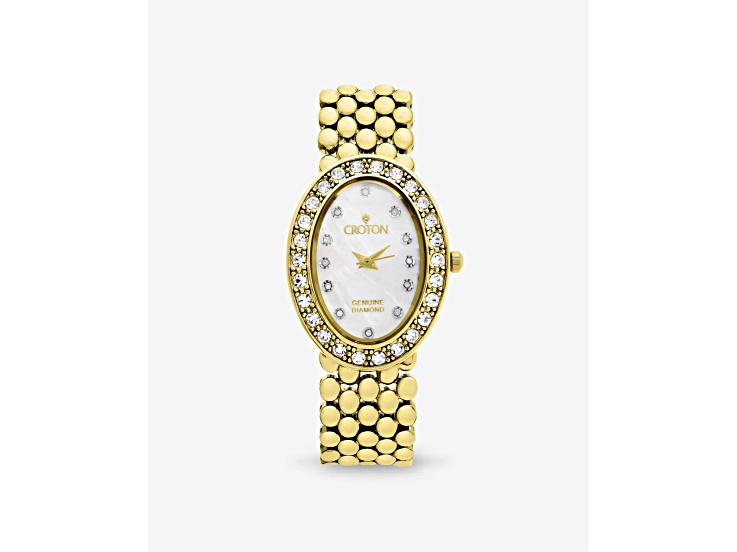 NEW Croton Cubic Zirconias, Mother of Pearl Face, Triple Band Watch Croton Ladies Silvertone Swiss Quartz  main image 3