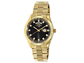 Oniss Men's Admiral Black Dial, Yellow Stainless Steel Bracelet Watch