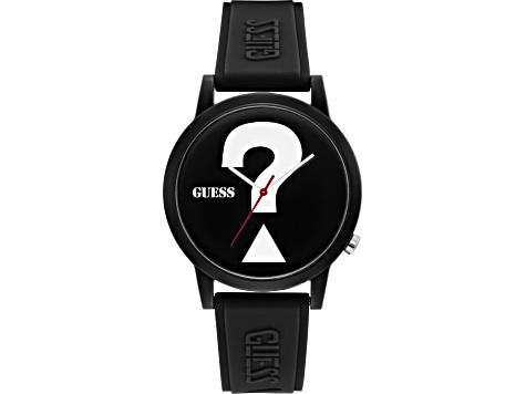 Guess Women's Classic White Dial, Black Rubber Strap Watch