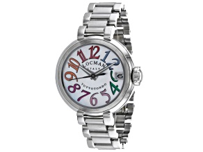 Locman Men's Classic White Dial with Multi-color Accents Stainless Steel Watch
