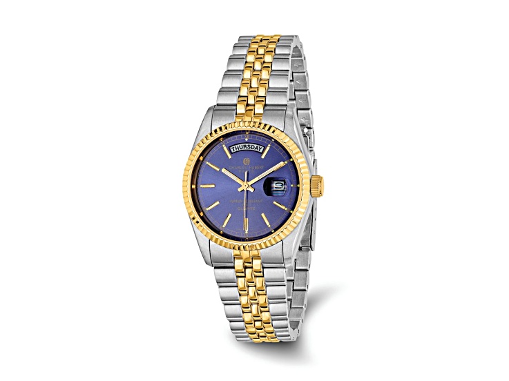 Mens Charles Hubert Two-tone Stainless Steel Blue Dial Watch