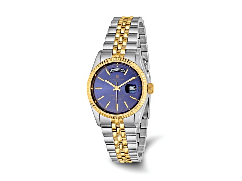 Mens Charles Hubert Two-tone Stainless Steel Blue Dial Watch