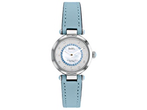 Coach Women's Cary White Dial, Blue Leather Strap Watch