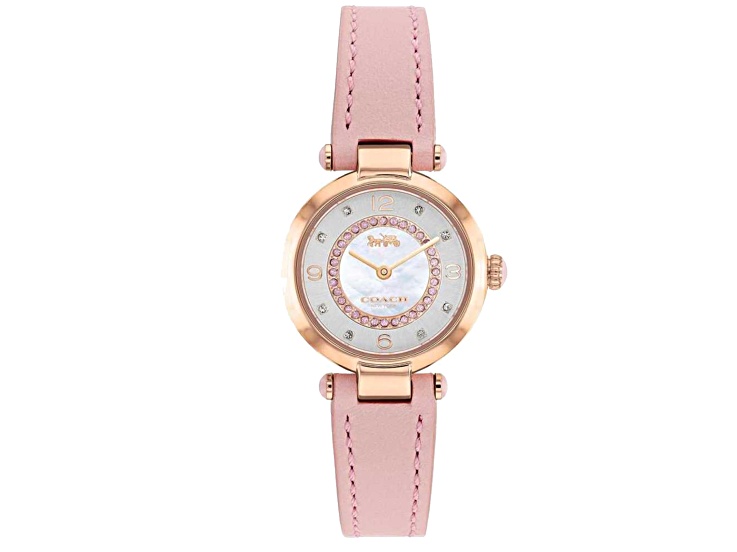 COACH 腕時計 ピンク ハート付き Coach Women's Cary Pink Dial, Pink Leather Strap Watch