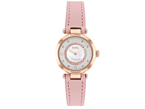 Coach Women's Cary Pink Dial, Pink Leather Strap Watch