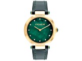 Coach Women's Cary Green Dial, Green Leather Strap Watch