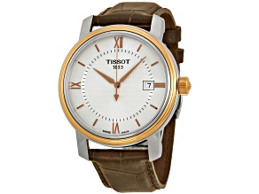 Tissot Men's Bridgeport White Dial, Brown Leather Strap Watch
