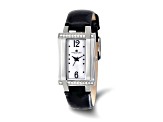 Ladies Charles Hubert Stainless Steel Black Leather Band 23x32mm Watch