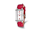 Ladies Charles Hubert Stainless Steel Red Leather Band 23x32mm Watch