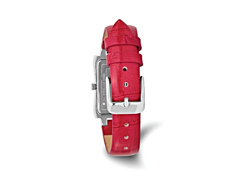 Charles Hubert Ladies Stainless Red Leather Band 23x32mm Watch Charles Hubert Stainless Dual Time Watch With Leather Band  main image 4