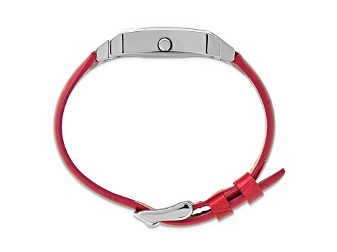 Ladies Charles Hubert Stainless Steel Red Leather Band 23x32mm Watch