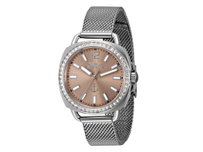 Invicta OCEAN VOYAGE 32mm Pink Dial Stainless Steel Mesh Band Quartz Watch