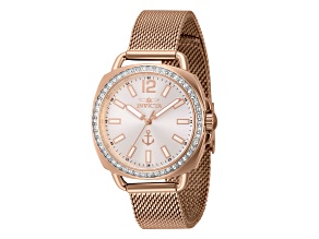 Invicta OCEAN VOYAGE 32mm White Dial Rose Stainless Steel Mesh Band Quartz Watch