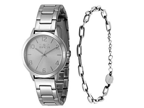 Invicta Wildflower 34mm Stainless Steel Quartz Watch And Bracelet Set