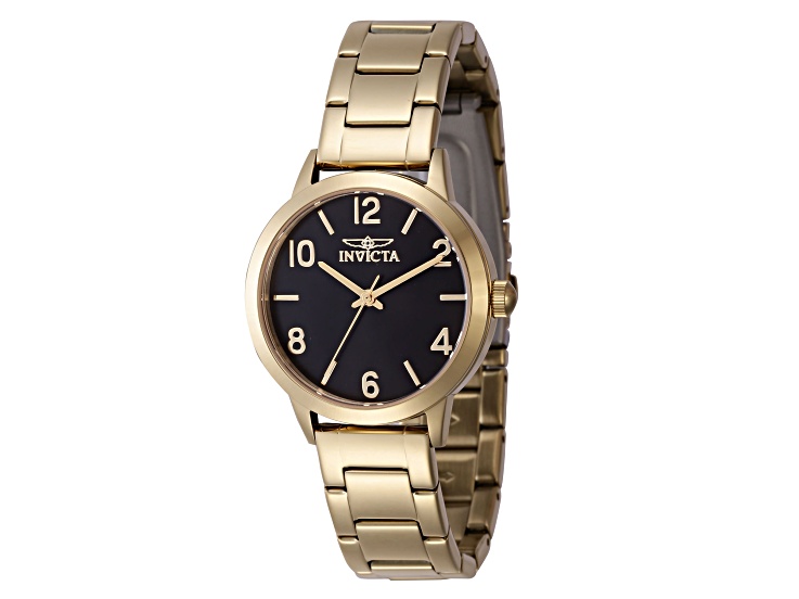 Invicta Wildflower 34mm Black Dial Gold Tone Stainless Steel