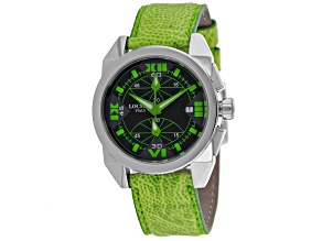 Locman Women's Cavallo Pazzo Black Dial with Green Accents Green Leather Strap Watch